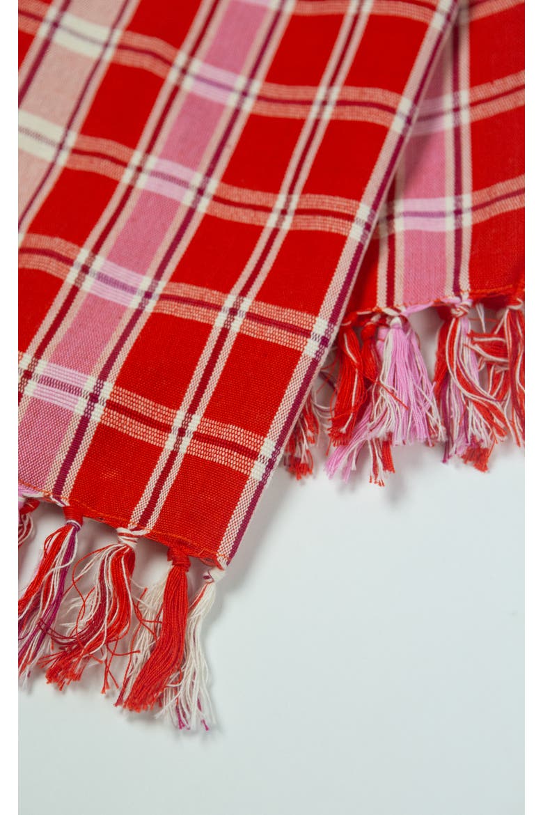 Handwoven Holly Cotton Tea Towel, Alternate, color, Red