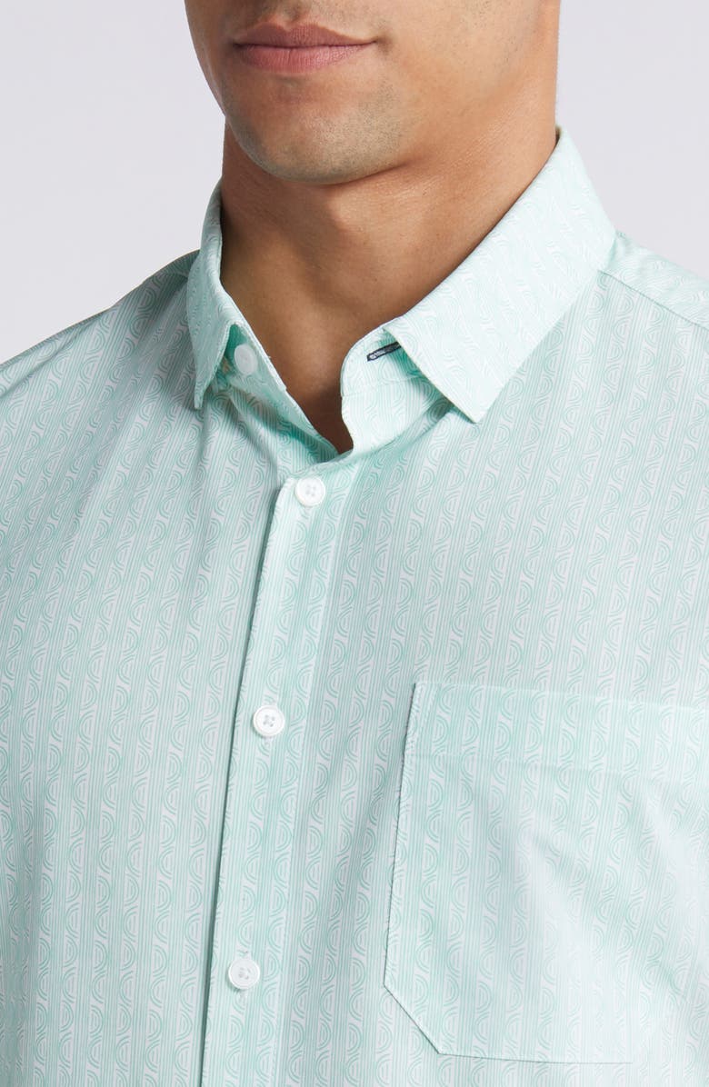 Mizzen+Main Leeward Trim Fit Print Short Sleeve Performance Button-Up Shirt, Alternate, color,