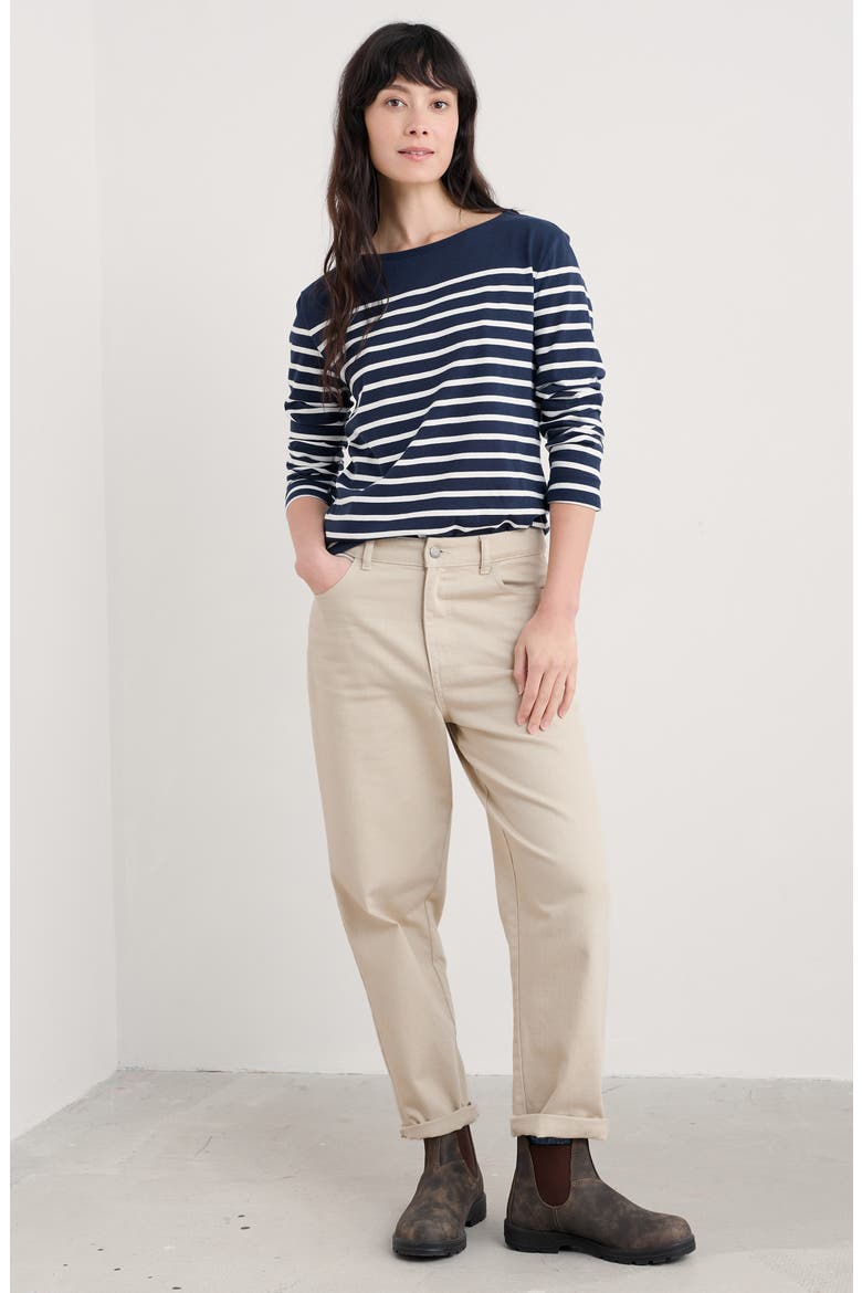 Sailor Stripe Long Sleeve Organic Cotton T-Shirt, Alternate, color, FALMOUTH BRETON MARITIME CHALK