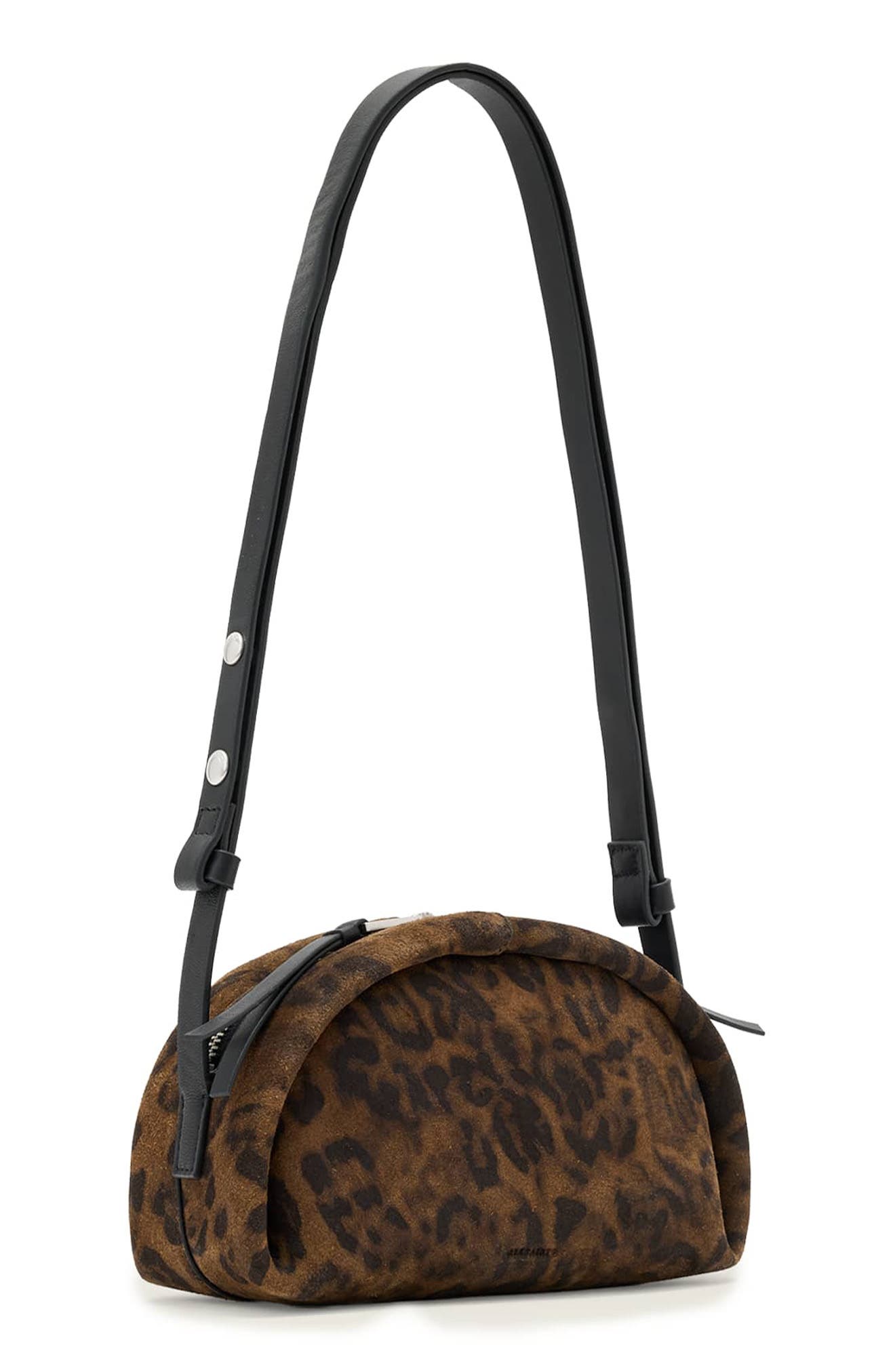 AllSaints Rosalie Leopard Print Calf Hair Crossbody Bag, Alternate, color, Leopard Brown