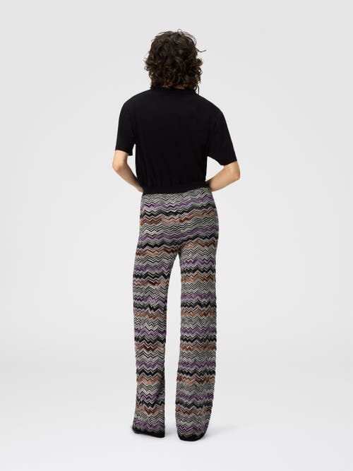 Missoni Straight Long Pants In English Rib Knit In Multi