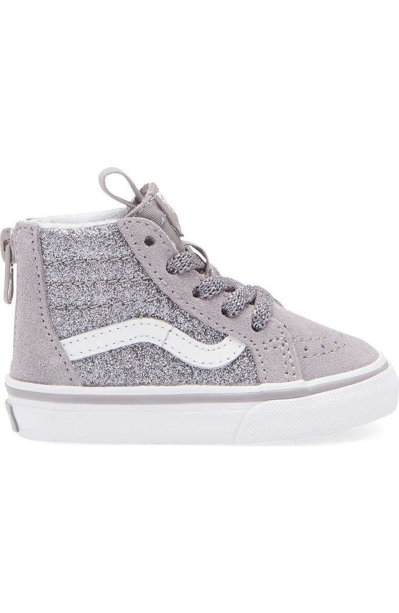 Vans Kids' Sk8-Hi Glitter Sneaker, Alternate, color, Gunmetal