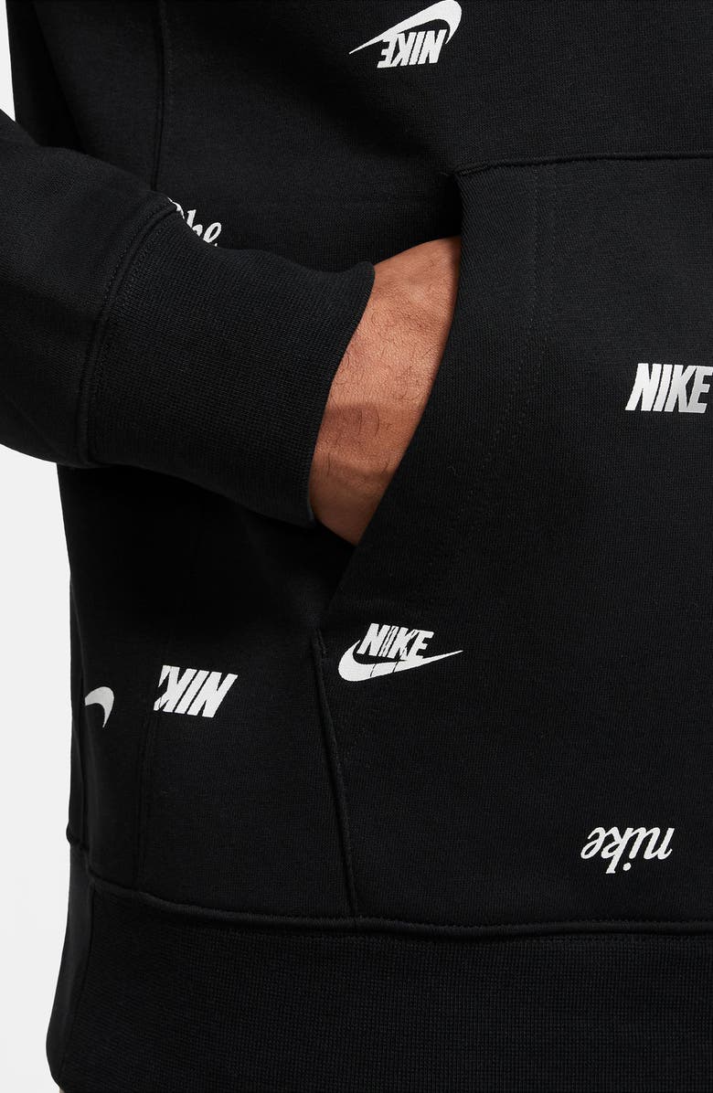 Nike Club Fleece Allover Print Hoodie, Alternate, color, 