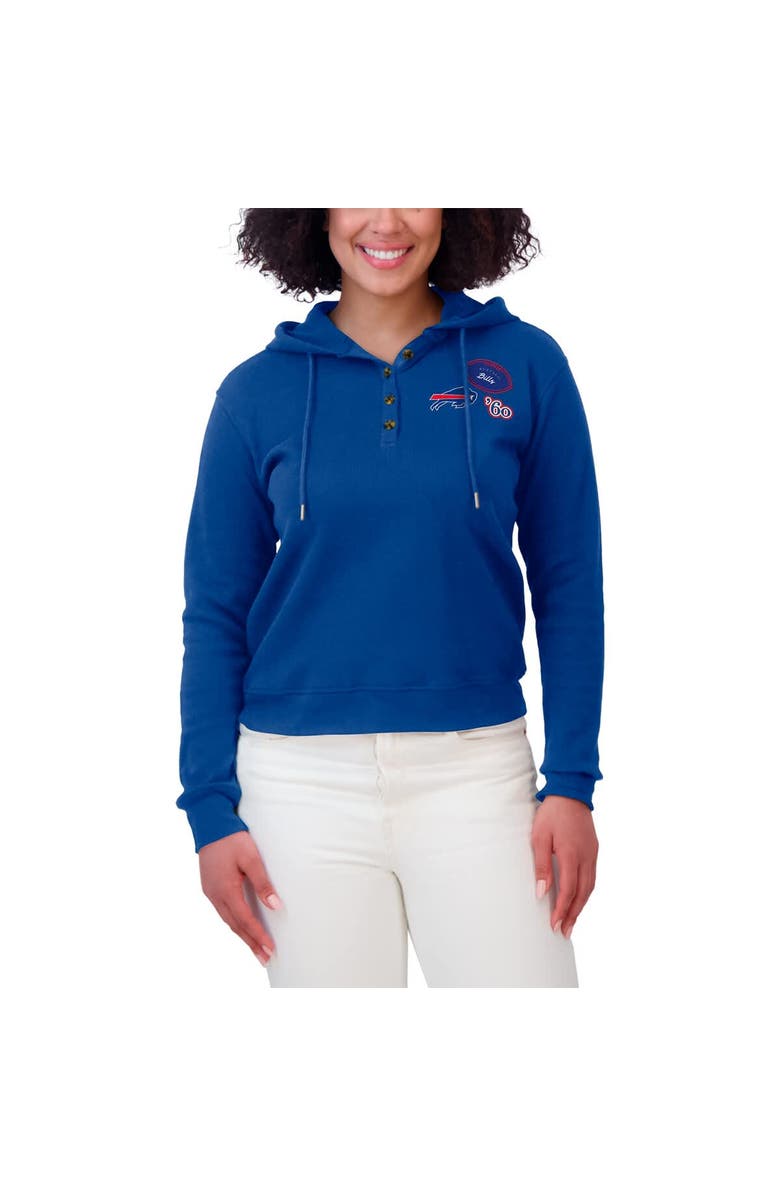 WEAR by Erin Andrews Women's WEAR by Erin Andrews  Royal Buffalo Bills Waffle Hoodie Pullover Top, Alternate, color, Royal