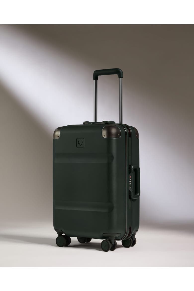 Heritage Stripe Cabin Suitcase, Main, color, Dark Forest Green