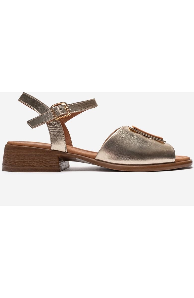 Forever & Always Shoes Svelte Leather Buckle Sandal, Alternate, color, Gold