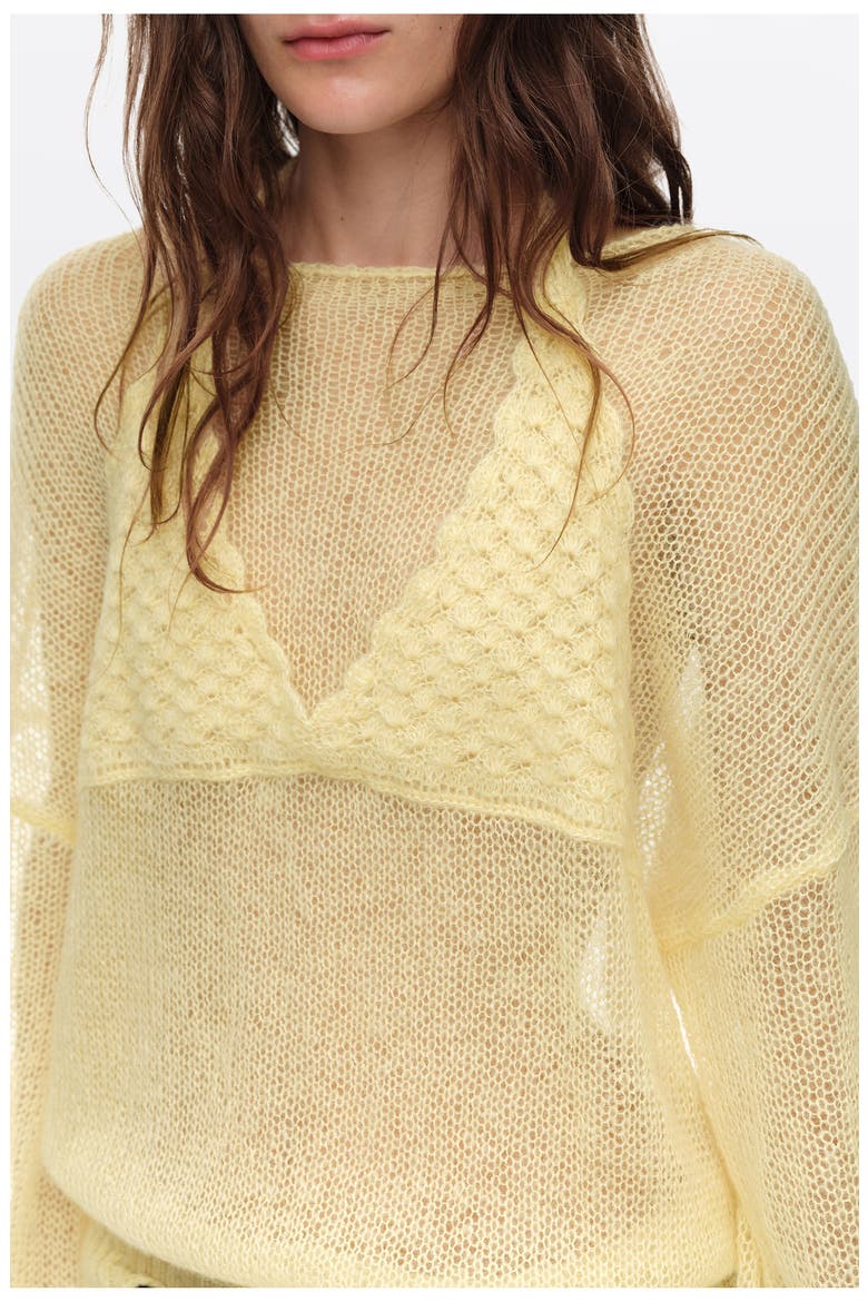 Mohair Sweater with Overlay Top, Alternate, color, LIGHT YELLOW