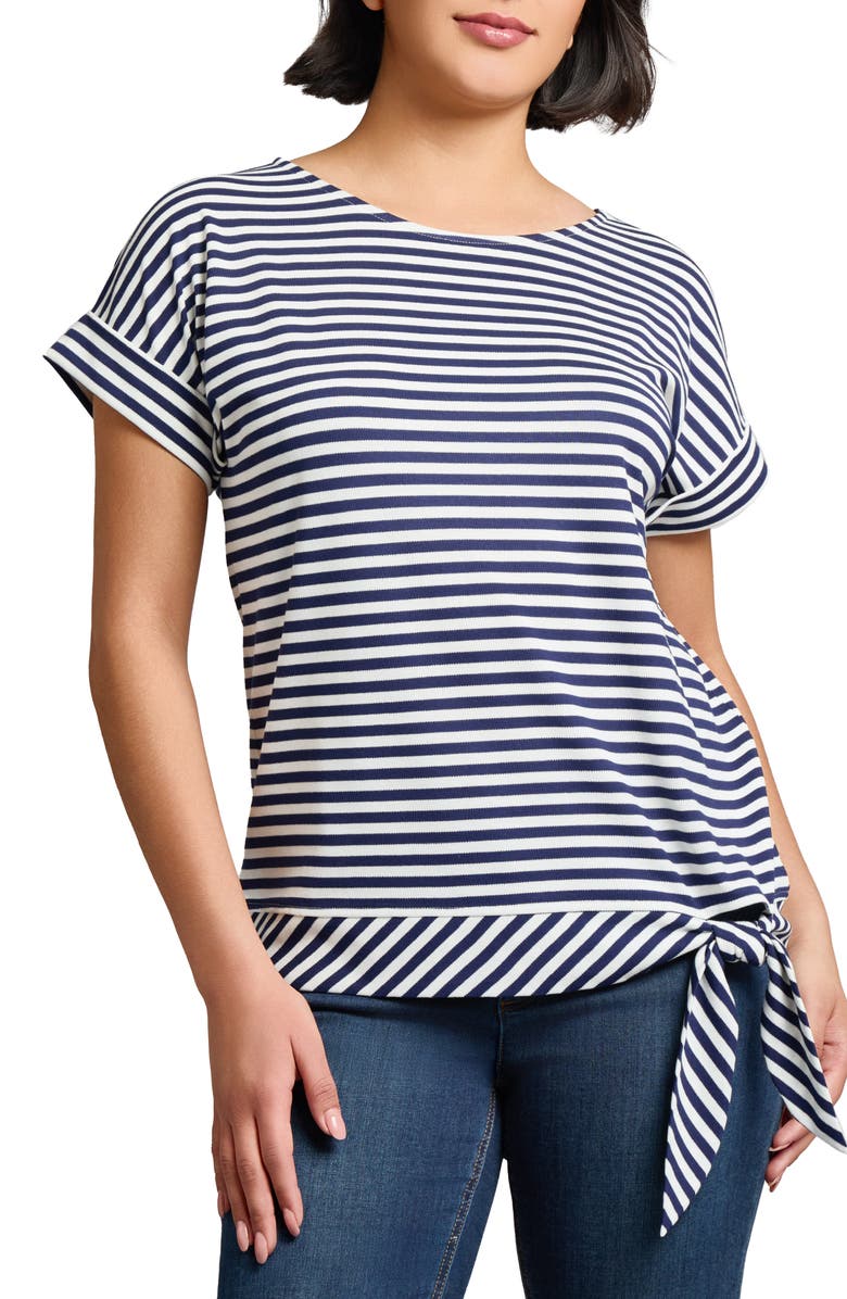 Jones New York Stripe Tie Hem Top, Main, color, 