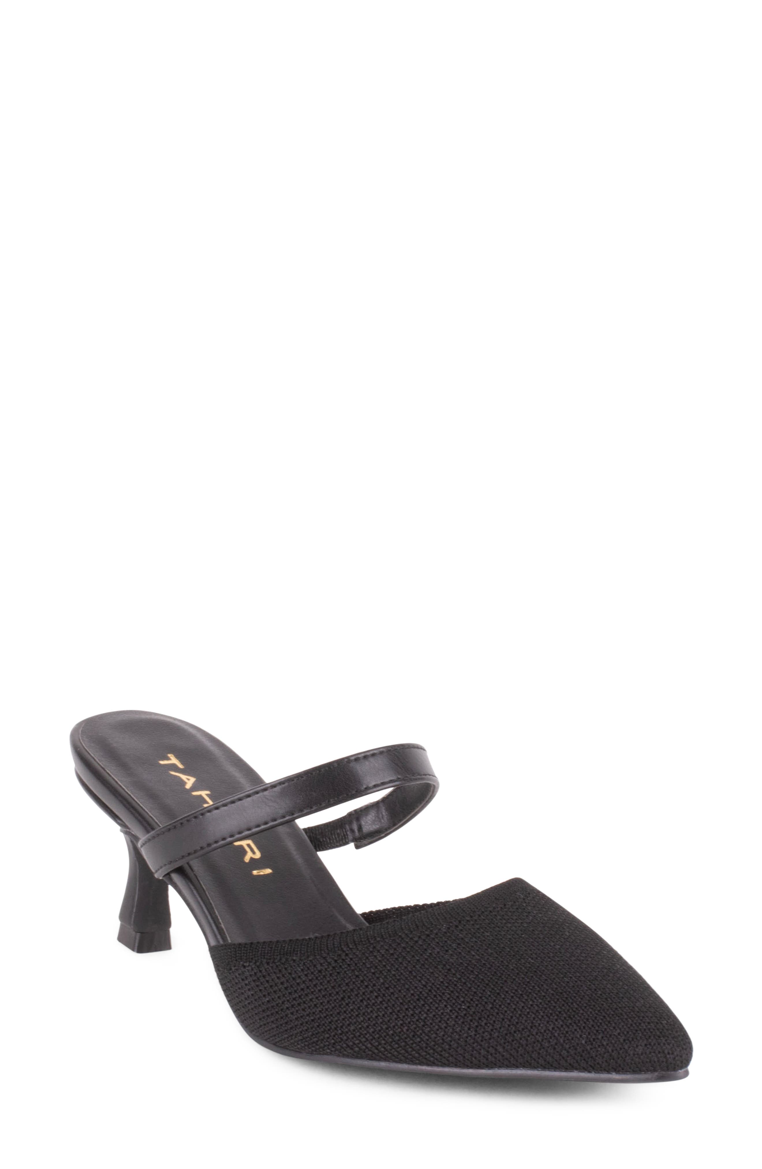 Tahari Fuji Pointed Toe Kitten Heel Mule, Main, color, Black