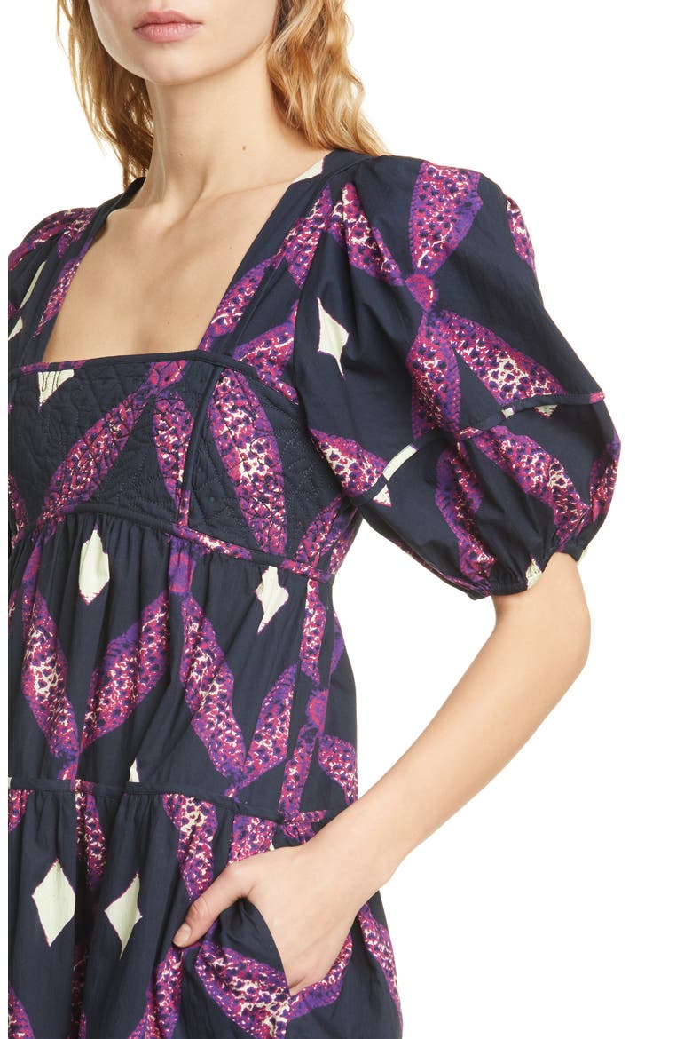 Nora Puff Sleeve Midi Dress, Alternate, color, PLUM