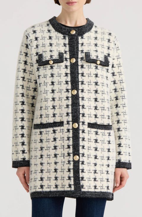 Chevron Eyelash Double Breasted Coatigan