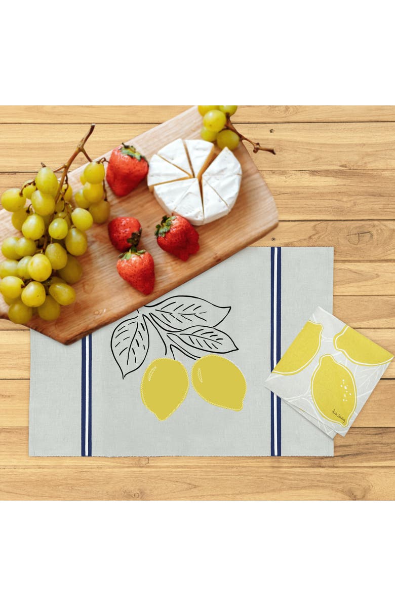 C&F Home Lemon Stripe Placemats Set of 6 Yellow Elegant Painting, 14" x 20", Alternate, color, Yellow