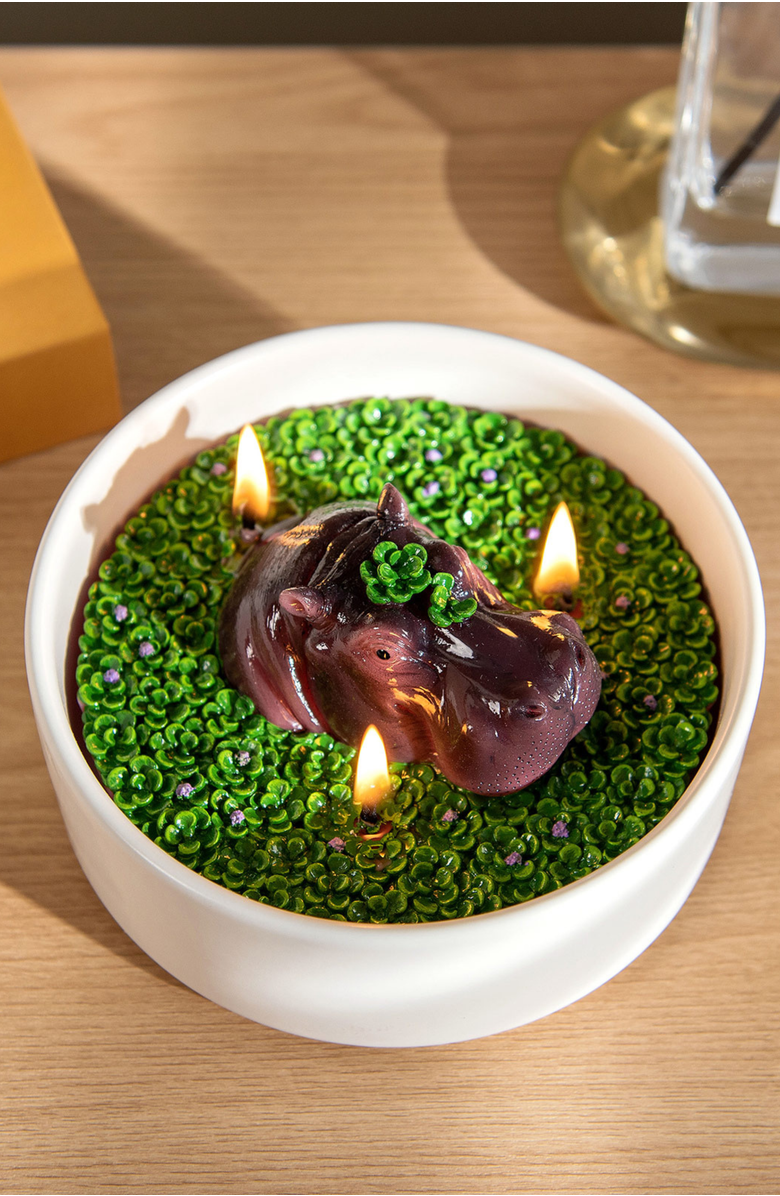 Southlake gifts Hippo Candle Bowl, Alternate, color, Brown / Purple / Green