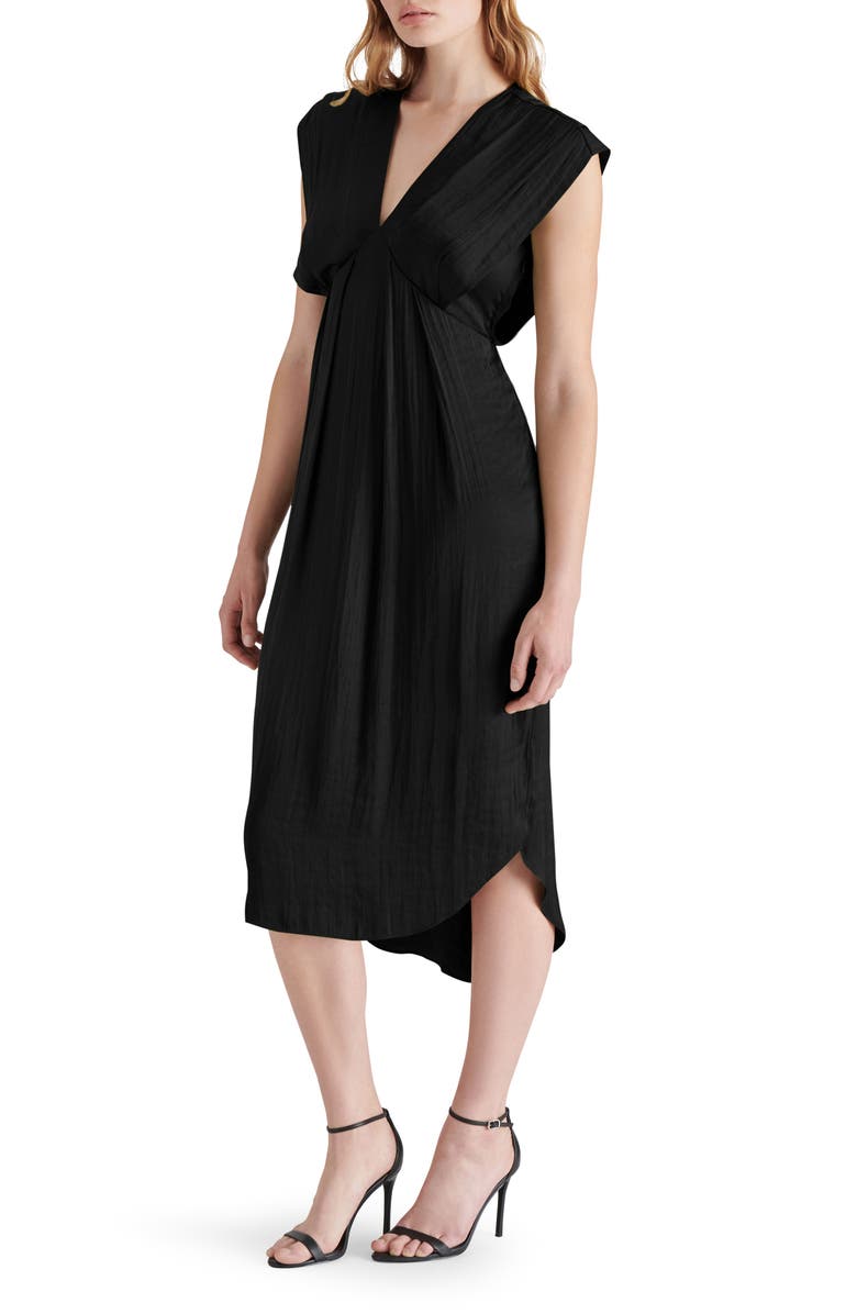 Steve Madden Clarissa Satin Midi Dress, Alternate, color, Black