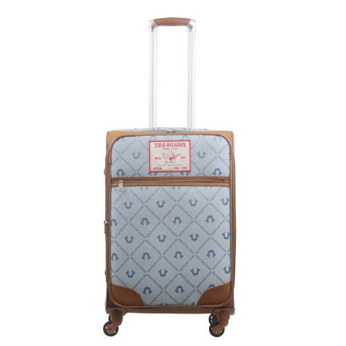 True Religion Soft Sided 27" Expandable, Spinner Luggage Wiith Ionic Logo Monogram And Buddha Patch