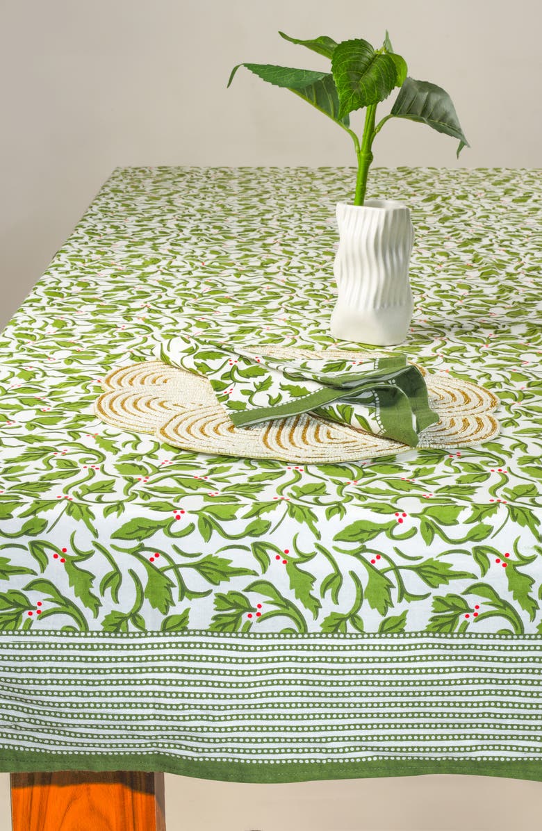 Tiramisu Print Cotton Tablecloth, Alternate, color, Green