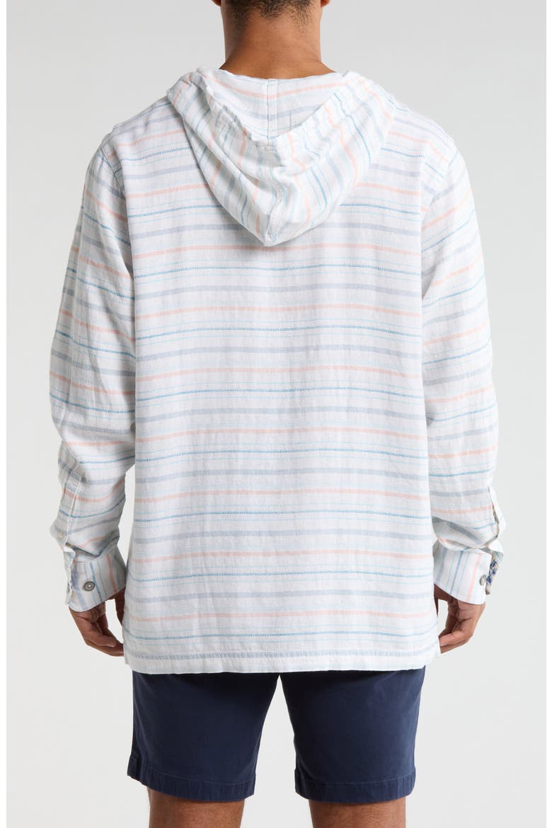 Castelo Baja Stripe Linen Blend Pullover Hoodie, Alternate, color, WHITE