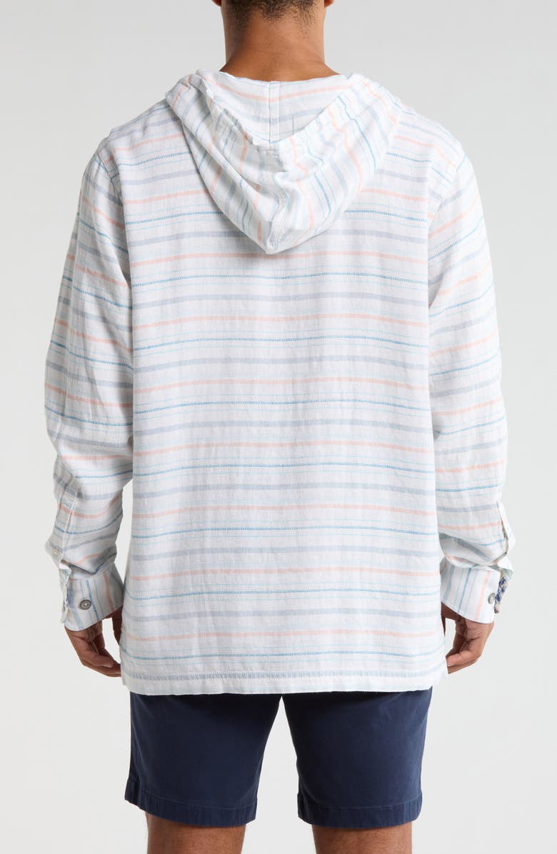 Tommy Bahama Castelo Baja Stripe Linen Blend Pullover Hoodie, Alternate, color, White