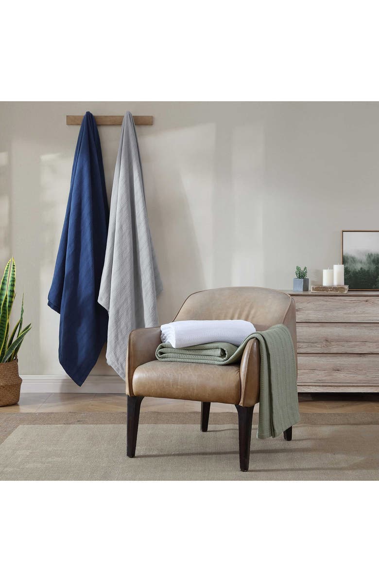 Eddie Bauer Variegated Weave Stripe Cotton Blanket, Alternate, color, White