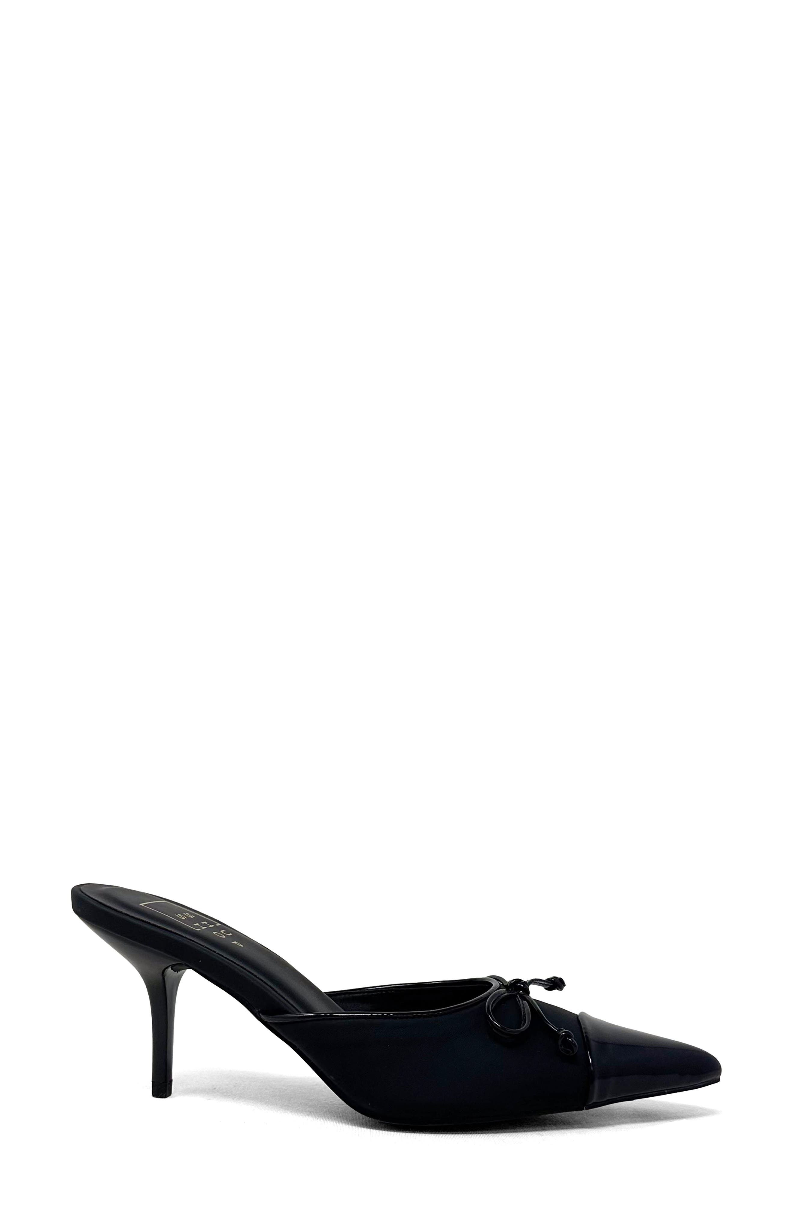 SHUSHOP Naomi Pointed Cap Toe Mule, Alternate, color, Black