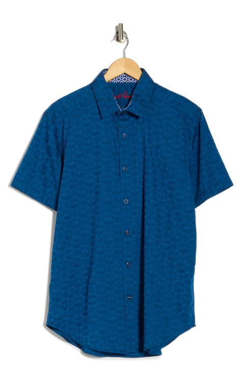 Short Sleeve Woven Button-Up Shirt