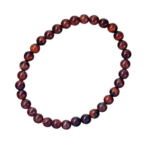 Jan Leslie 6mm Semiprecious Gemstone Beaded Elastic Bracelet In Brown