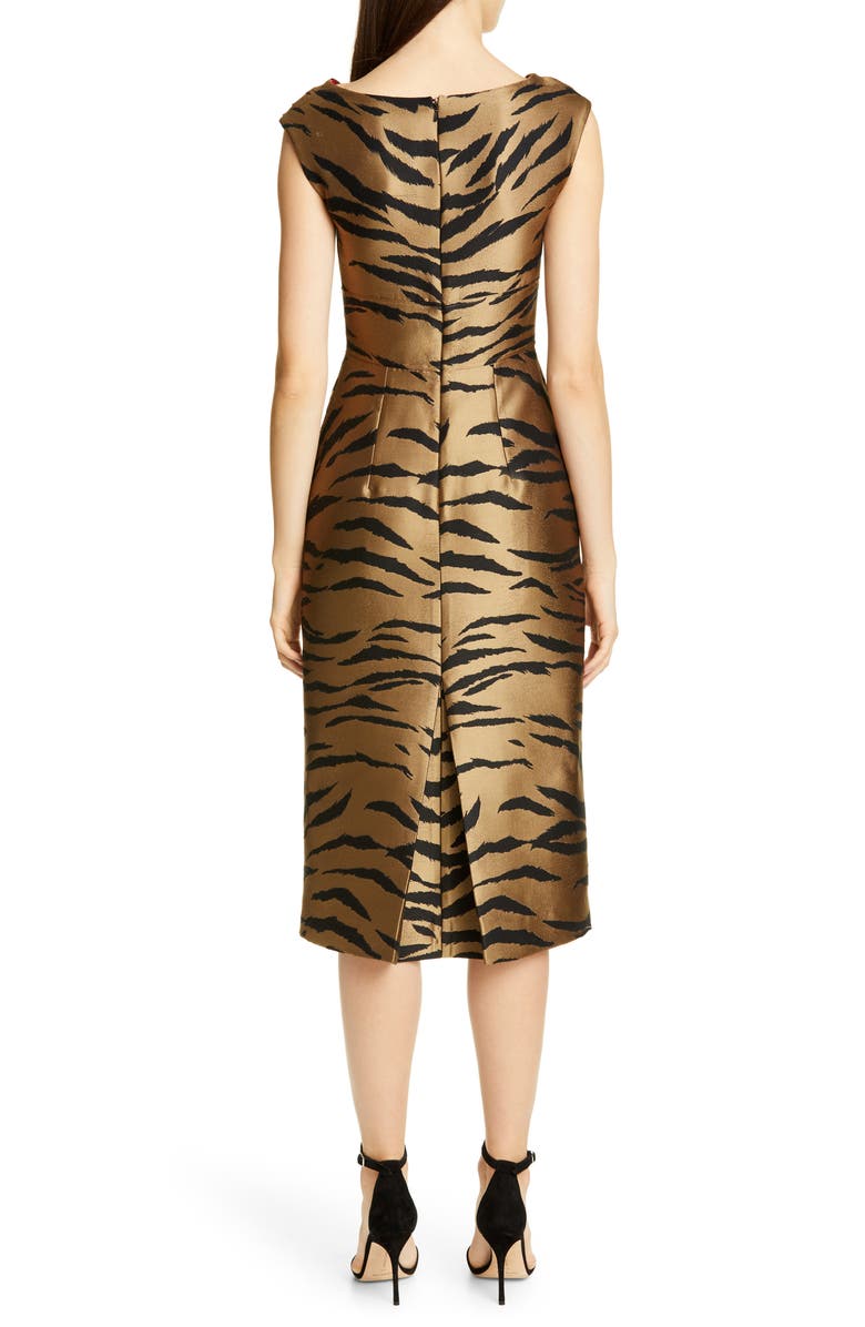 Carolina Herrera Tiger Jacquard Sheath Dress, Alternate, color,