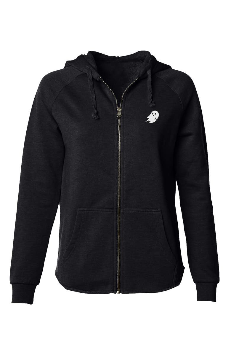 Ghost Zip Fleece Hoodie, Main, color, Black