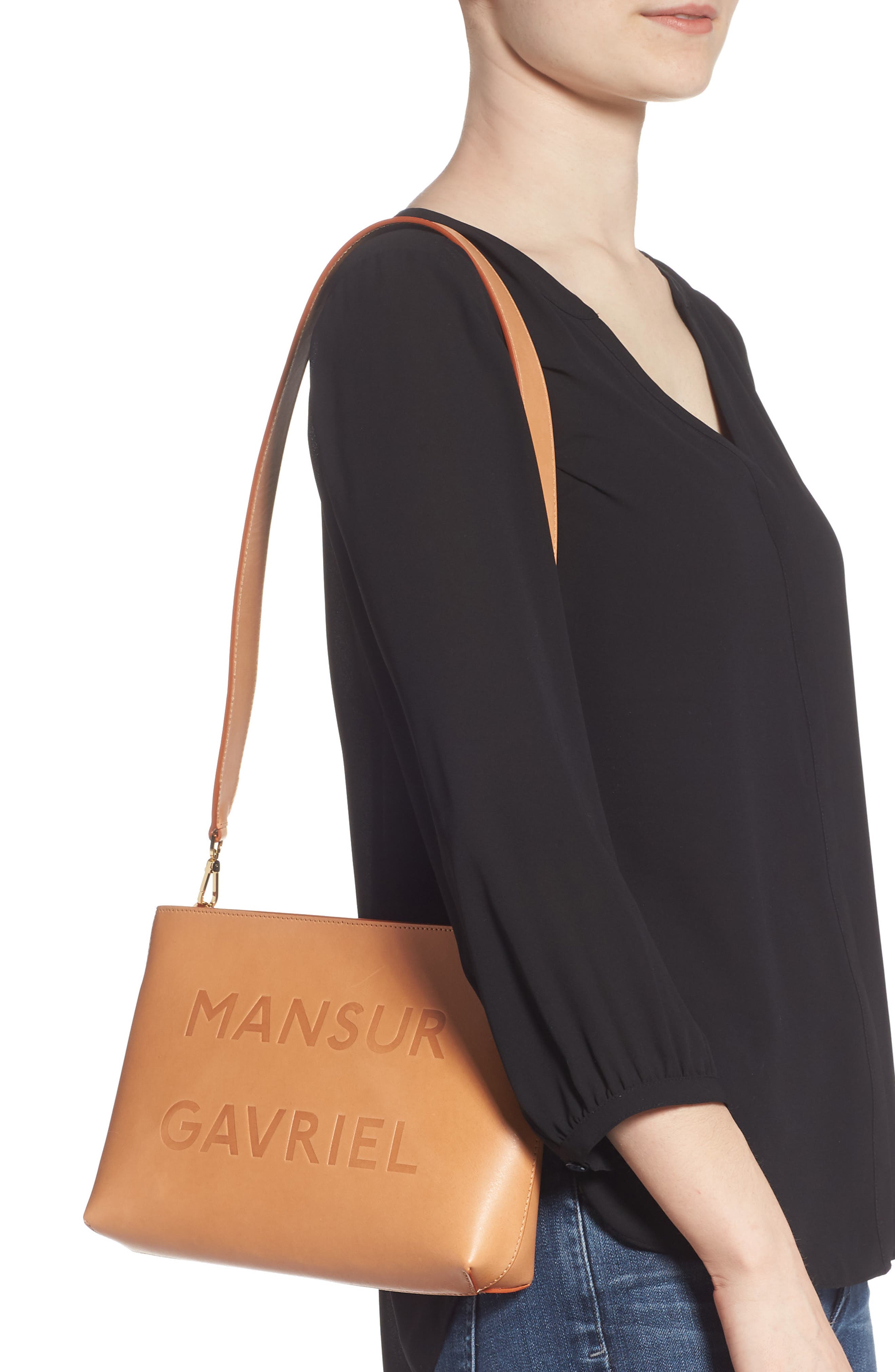 Mansur Gavriel Logo Leather Crossbody Bag, Alternate, color, 