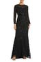 Abstract Beaded Long Sleeve Evening Gown