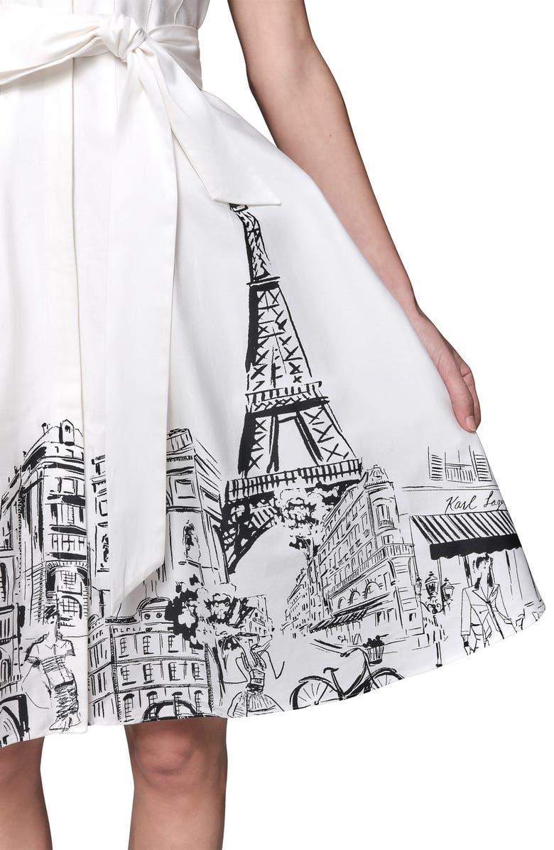 KARL LAGERFELD Print Belted Poplin Shirtdress, Alternate, color,