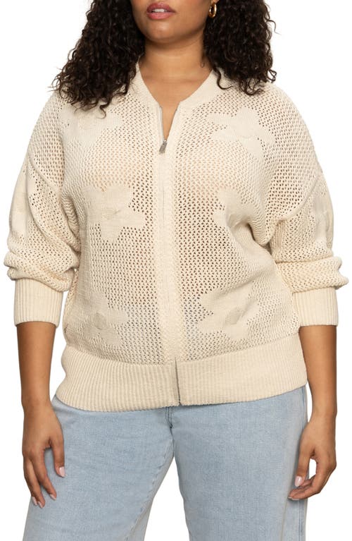 Sanctuary Flower Pop Cotton Zip Cardigan In Eco Natural