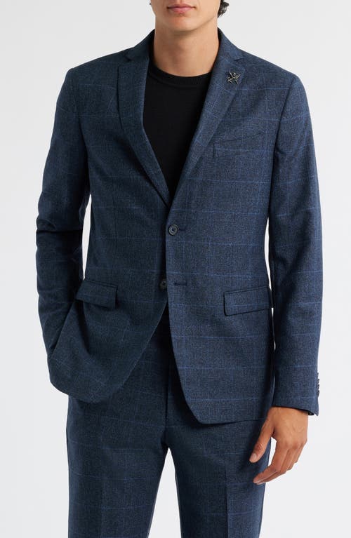 John Varvatos Star Usa Varick Slim Fit Navy Glen Plaid Wool & Cotton Suit In Blue