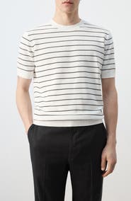 MANGO Stripe Cotton Knit Shirt