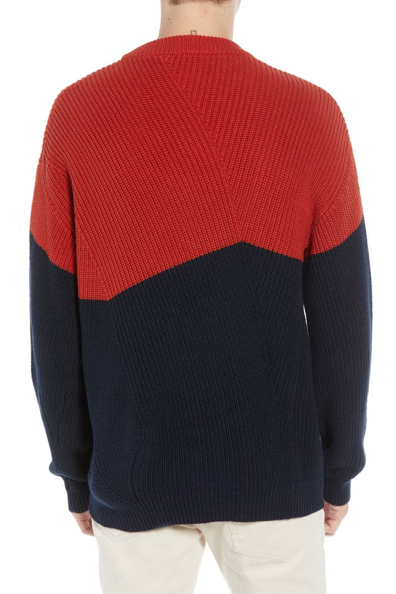 Asymmetrical Colorblock Sweater, Alternate, color, ROOIBOS TEA