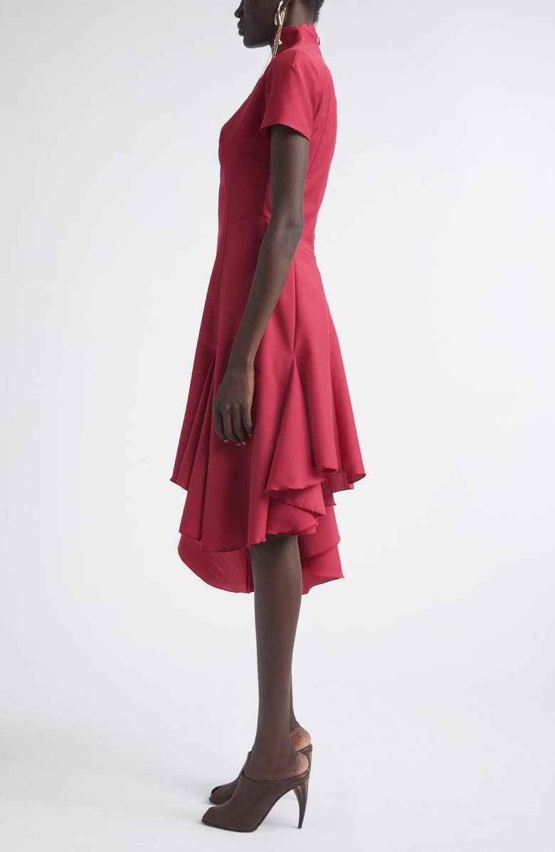 McQueen Asymmetric Wool & Mohair Dress, Alternate, color, Raspberry