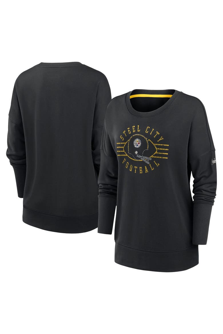 Women's Nike Black Pittsburgh Steelers Rewind Playback Icon Performance Pullover Sweatshirt, Main, color, Black
