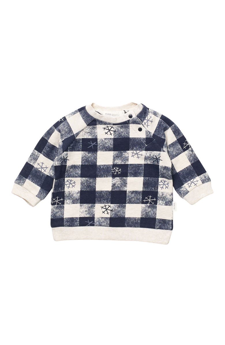 miles Knit Snowflake Check Print Sweatshirt, Main, color,