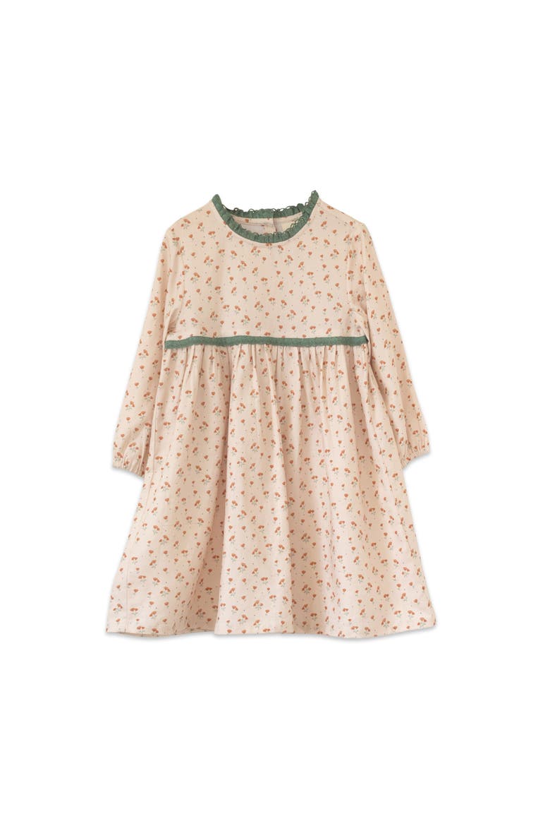 Priya Dress with Lace Trim, Main, color, Beige Petals