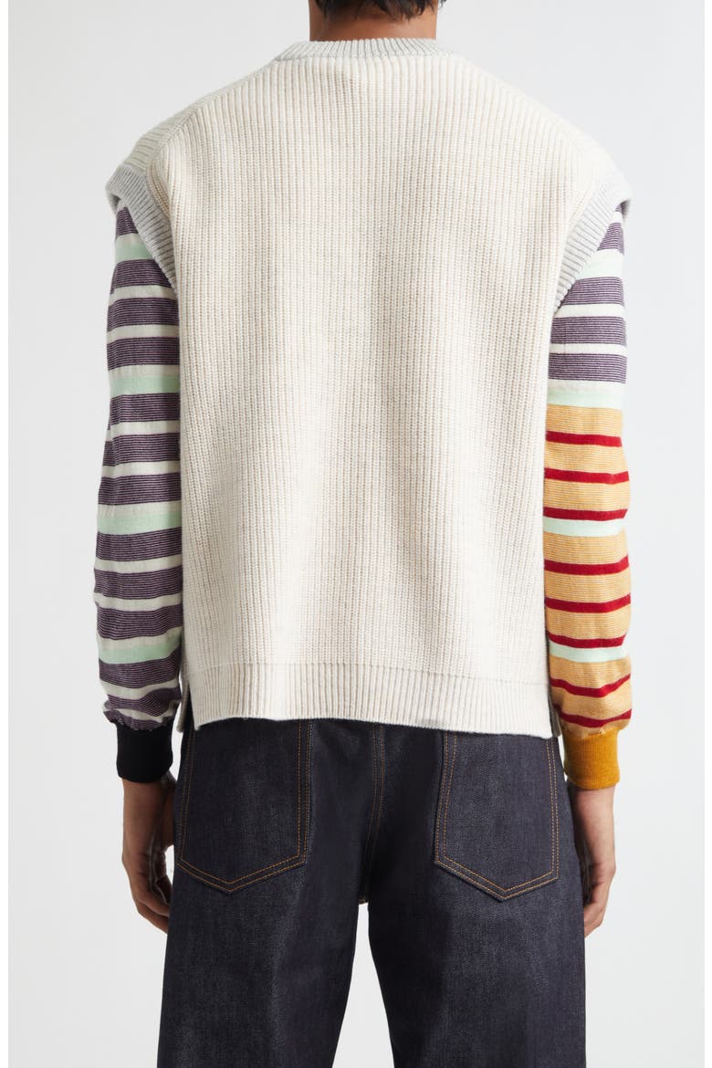 Oda Colorblock One of a Kind Crewneck Sweater Vest, Alternate, color, TONAL WHITE