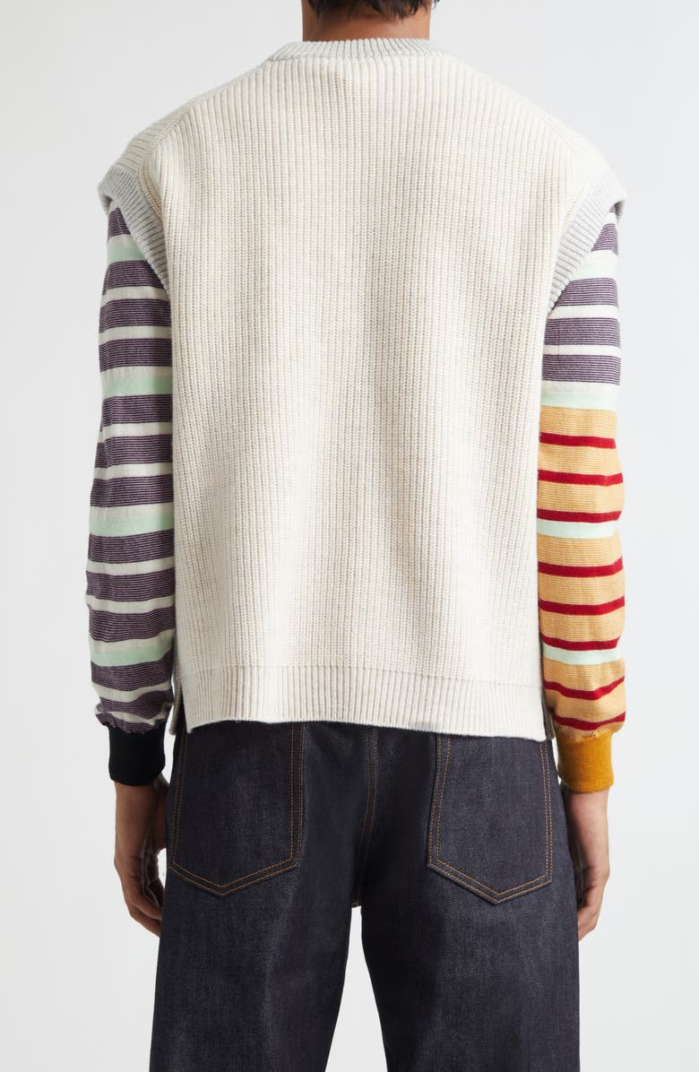 Waste Yarn Project Oda Colorblock One of a Kind Crewneck Sweater Vest, Alternate, color, Tonal White