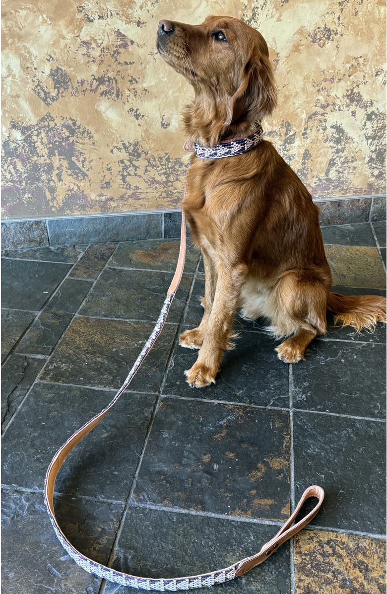 Verve Culture Moroccan Kilim Dog Collar and Leash, Alternate, color, Brown