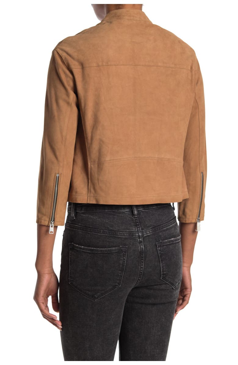 AllSaints Dahlia Crop Leather Moto Jacket, Alternate, color,