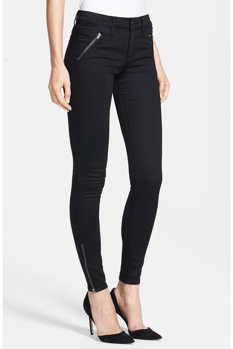 'Amalia' Skinny Ankle Zip Jeans, Main, color, CAVIAR