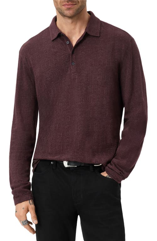 John Varvatos Jalen Three Color Marl Jacquard Long Sleeve Polo In Burgundy