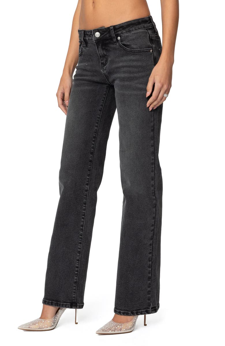 EDIKTED Shayna Low Rise Straight Leg Jeans, Alternate, color, Black