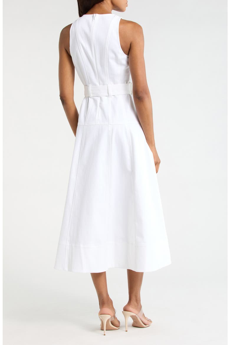 Margaret Sleeveless Cotton Blend A-Line Dress, Alternate, color, WHITE