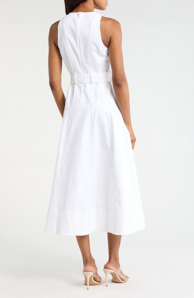 Cinq à Sept Margaret Sleeveless Cotton Blend A-Line Dress, Alternate, color, White