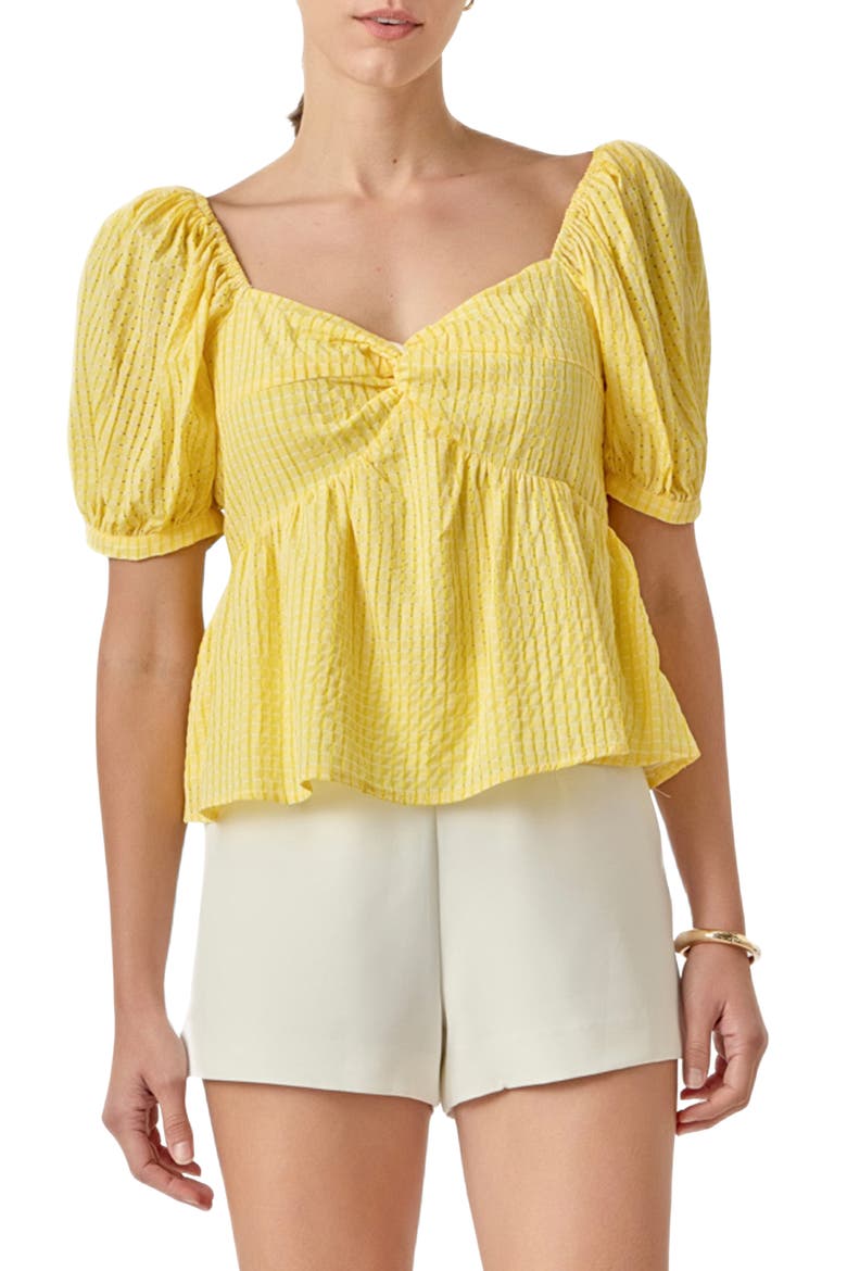 Puff Sleeve Top, Main, color, YELLOW