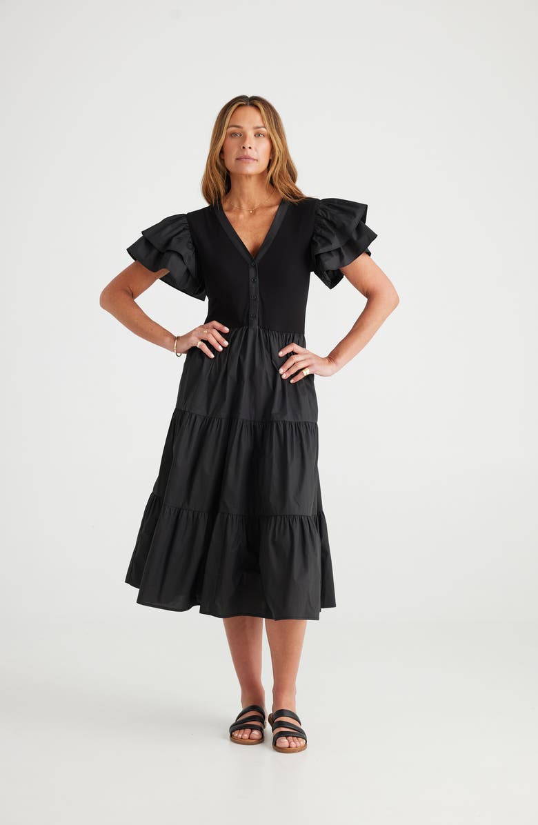 Brave+True Bella Ruffle Midi Dress, Alternate, color, 